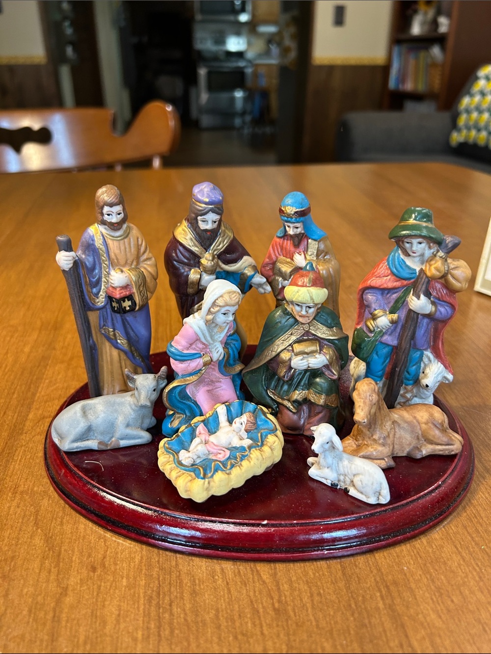 Hand-Painted Nativity Set - Multicolor Holiday Figurines 11 Piece set